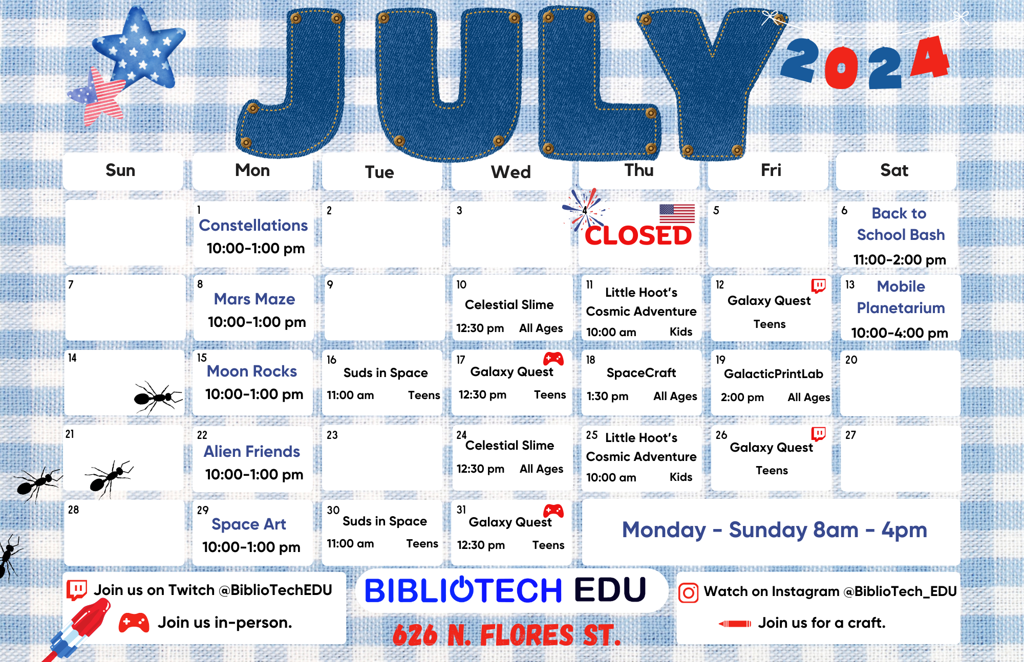 EDU July 24 Calendar