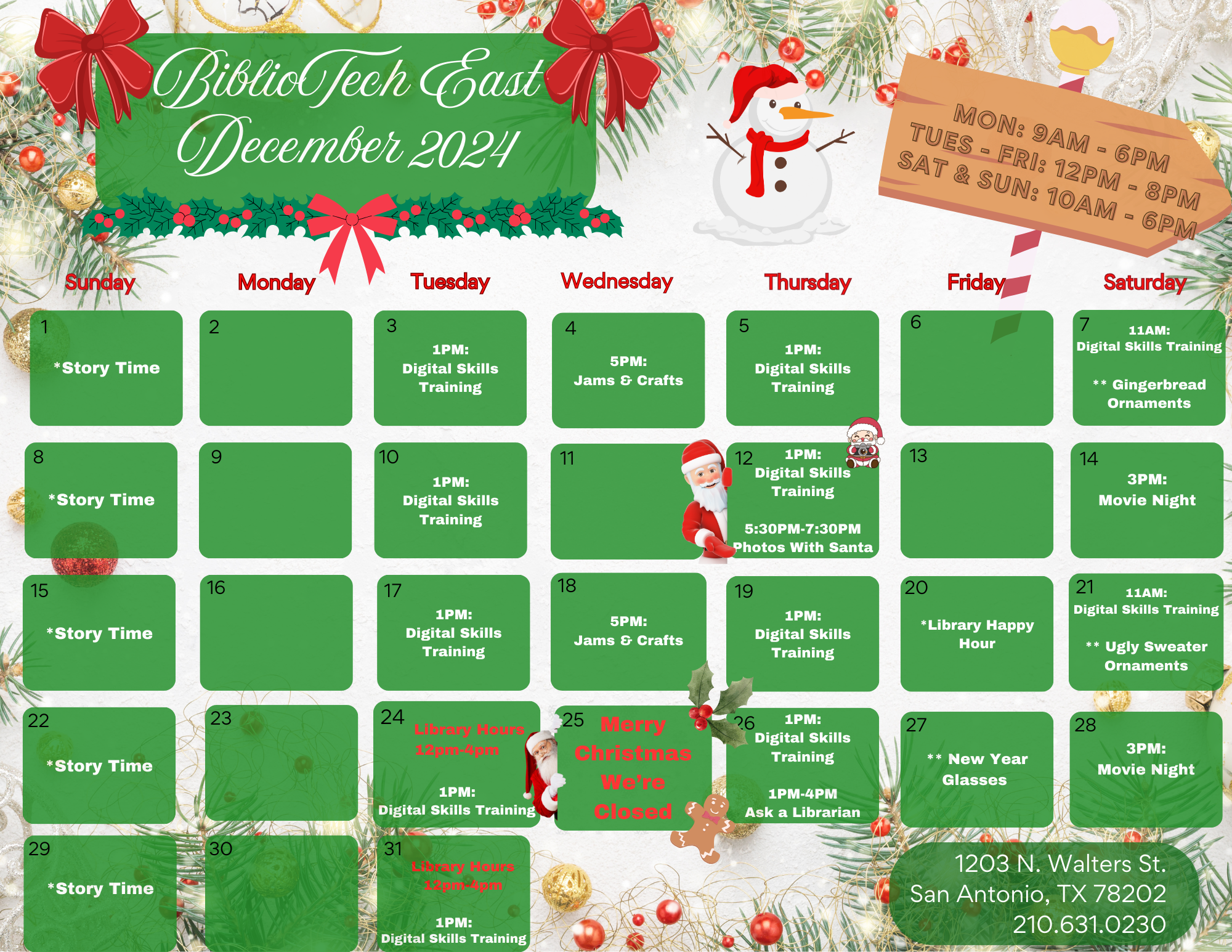 East December 24 Calendar