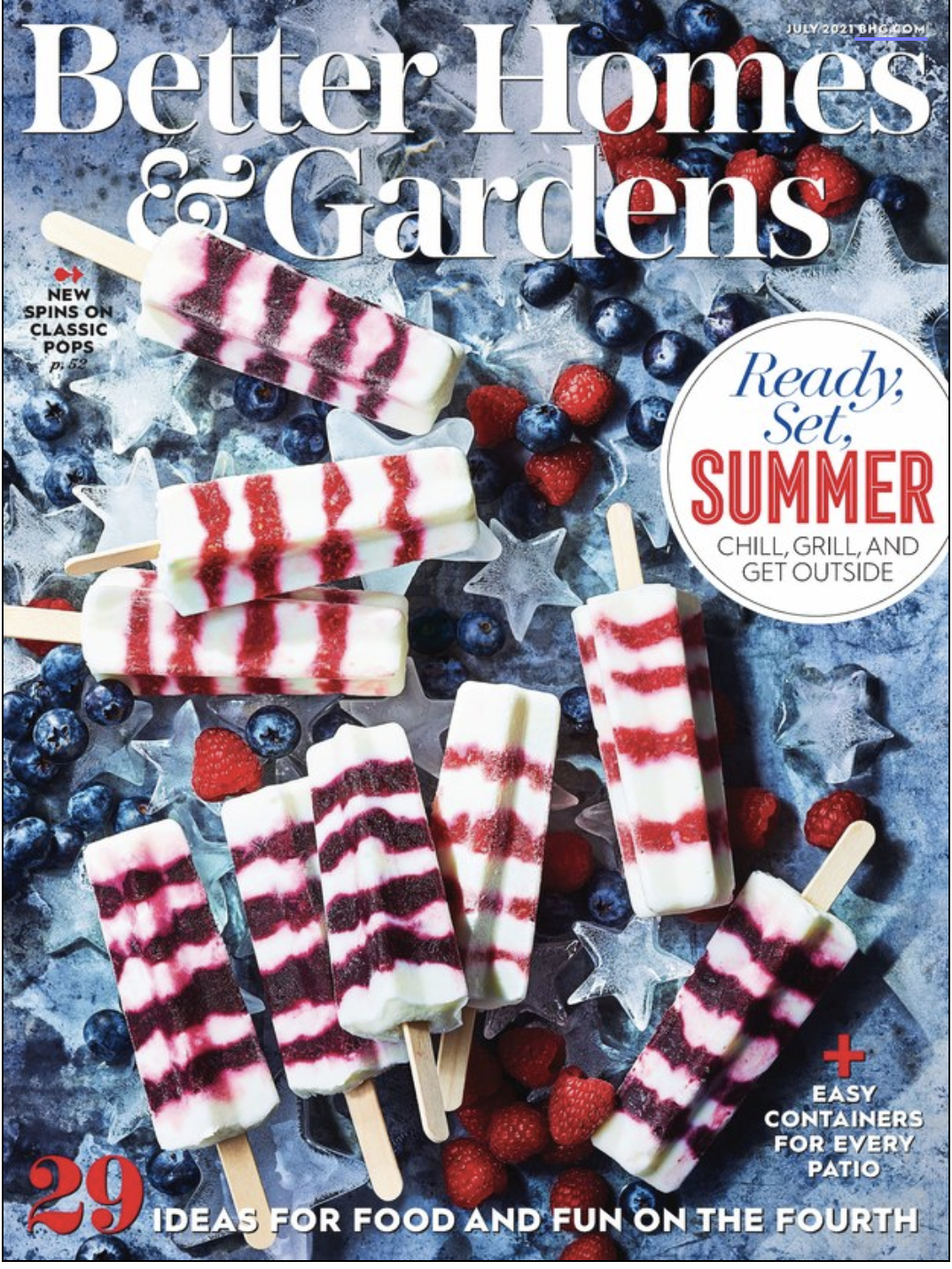 Better Homes and Gardens magazine cover with Fourth of July popsicles