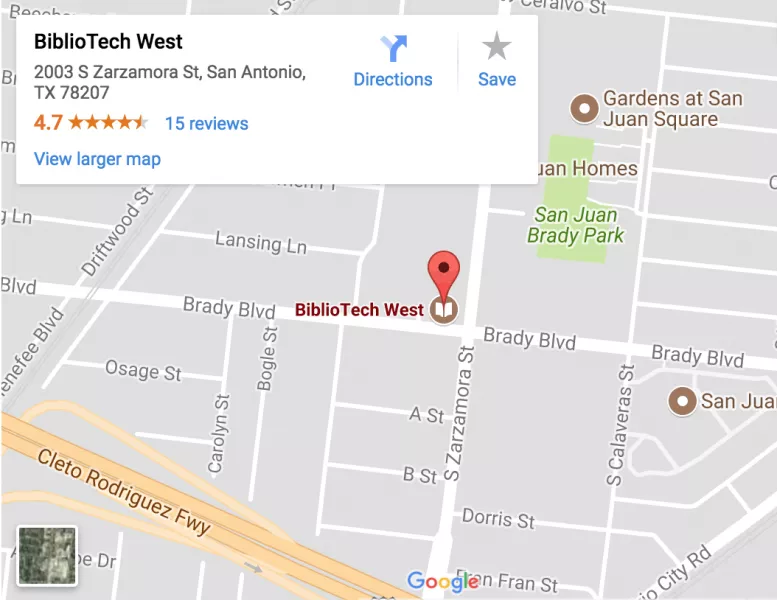 BiblioTech West Google Map